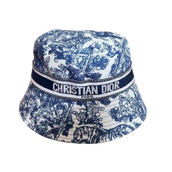 Christian Dior Dioriviera D Bobby Blue White Bucket Hat - Picture 1 of 7